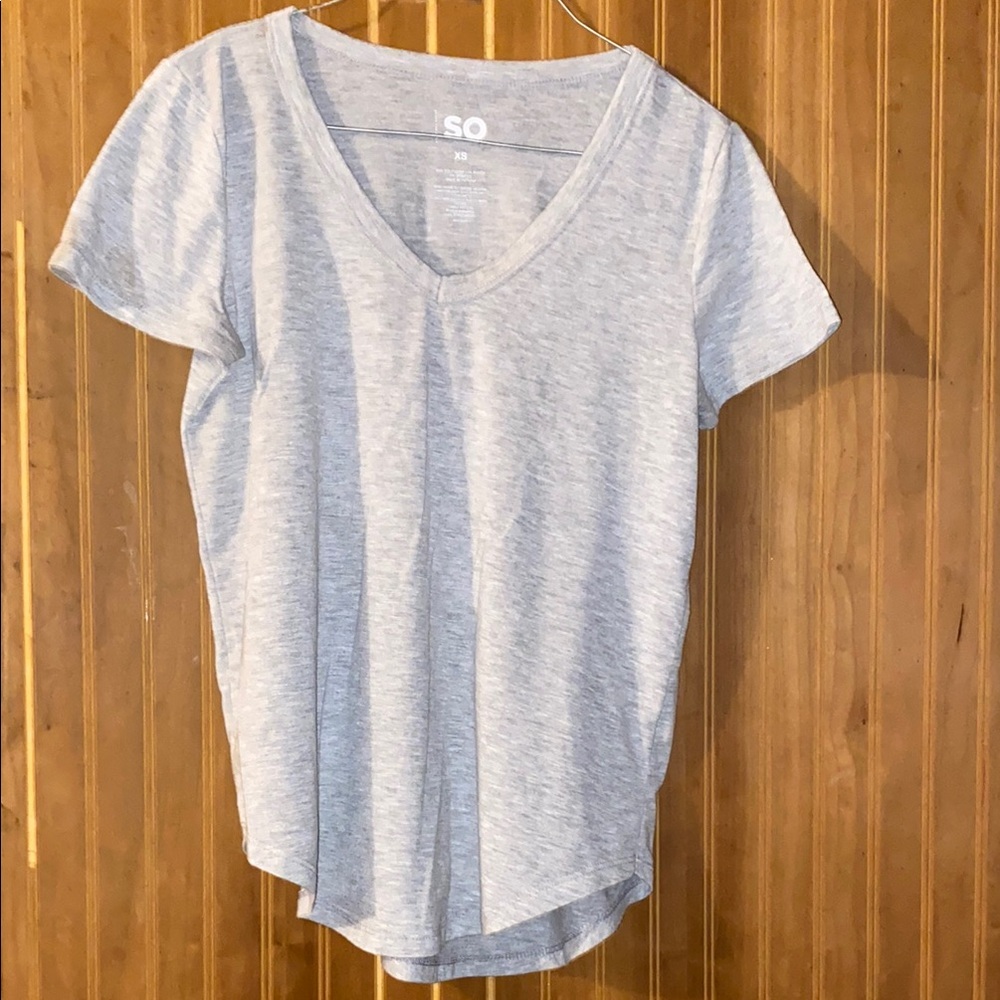 SO Women's Light Gray V-Neck Top